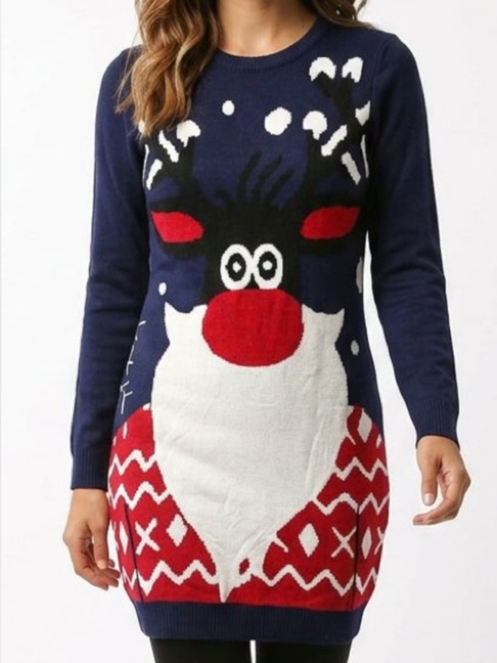 NWOT |•MEANEOR•| Darling Navy Holiday Winter Christmas Knit Sweater Dress Size L